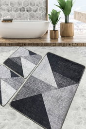 Mijölnir Juego de alfombrillas de baño Phell v2, Gris, 3 piezas
